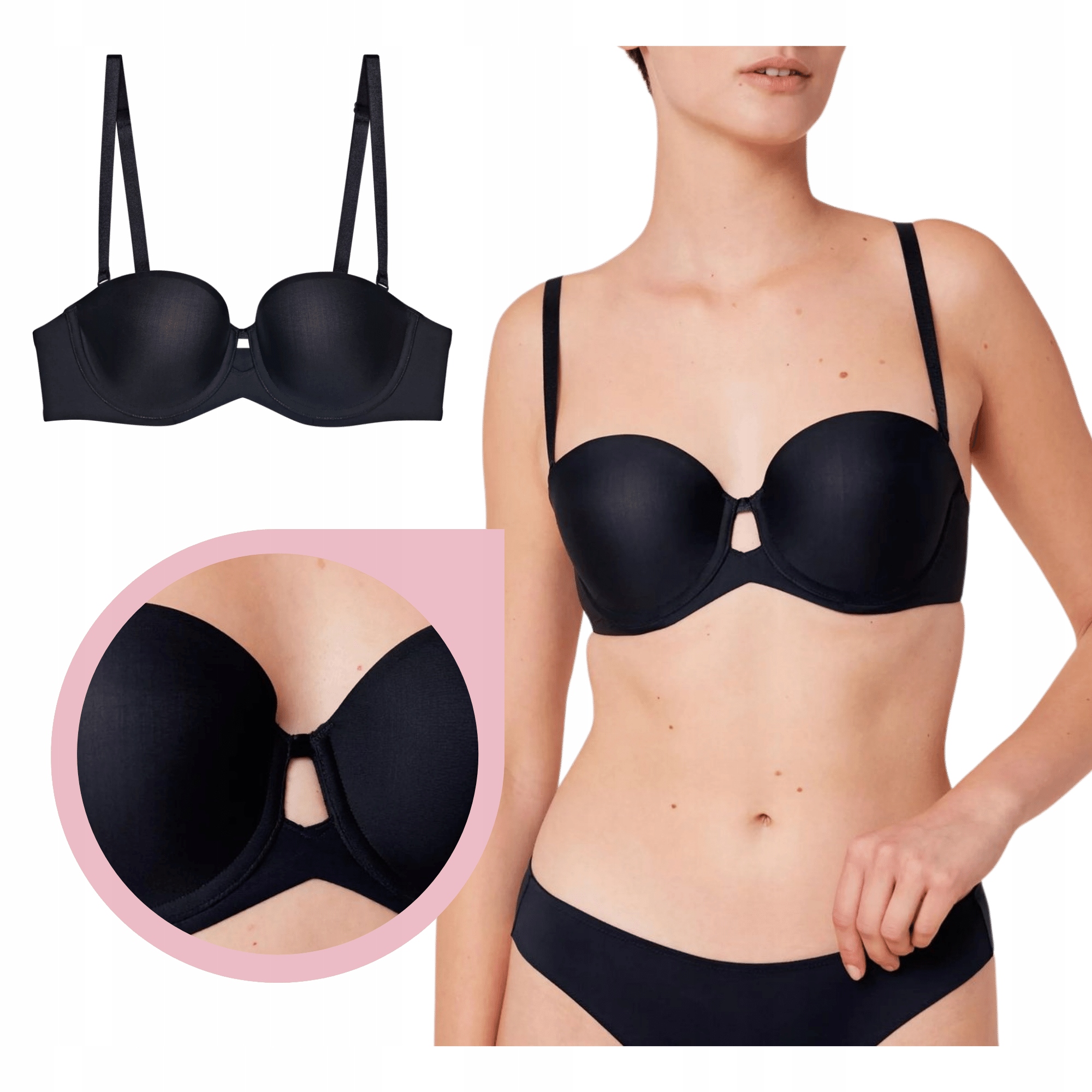 Triumph Pure Micro Wdp Podprsenka černá balkonetka bardotka hladká 85A