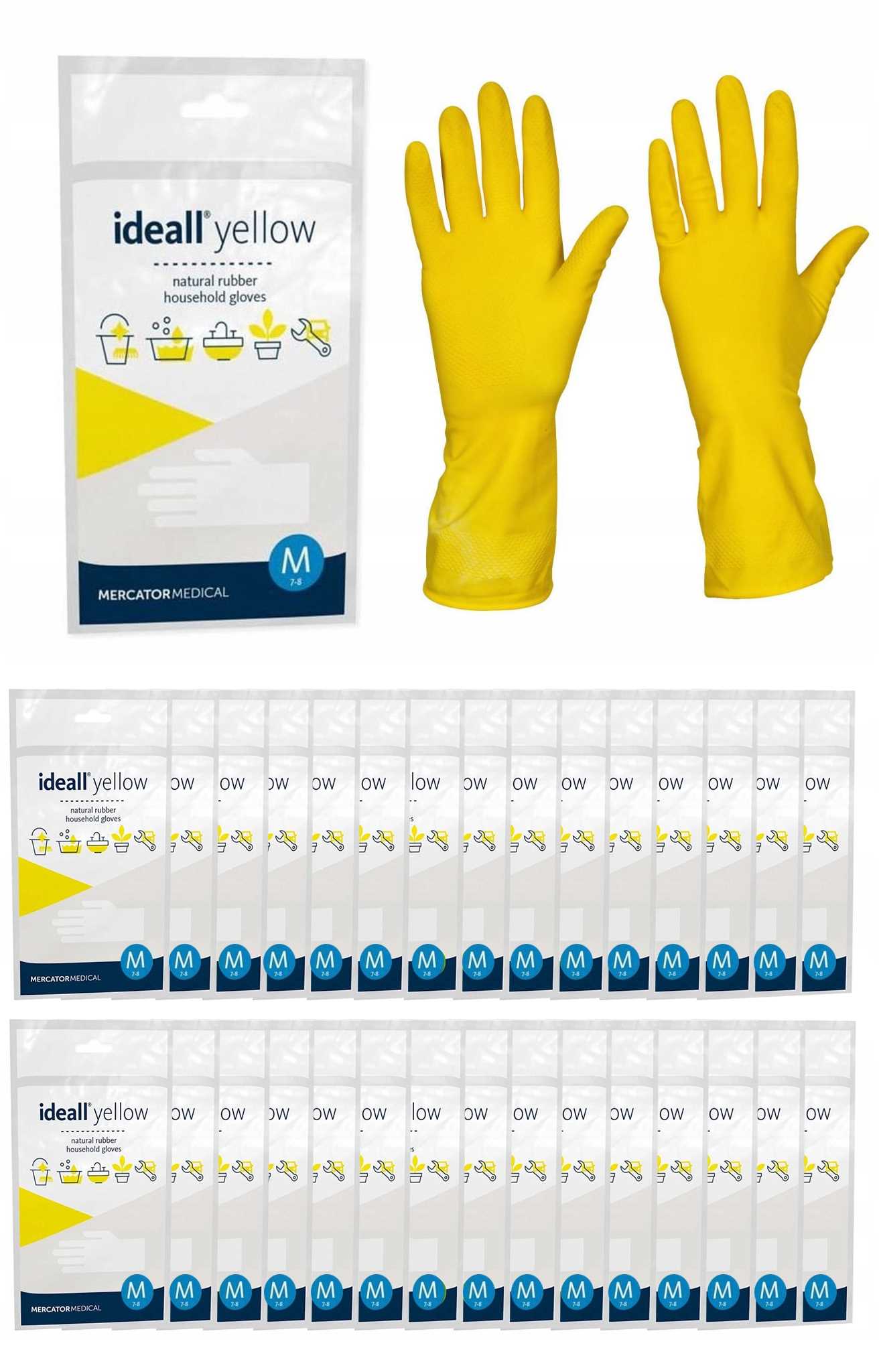 Levně Latexové ekonomické rukavice Žluté Velikost: 8 M Ideall Yellow 1