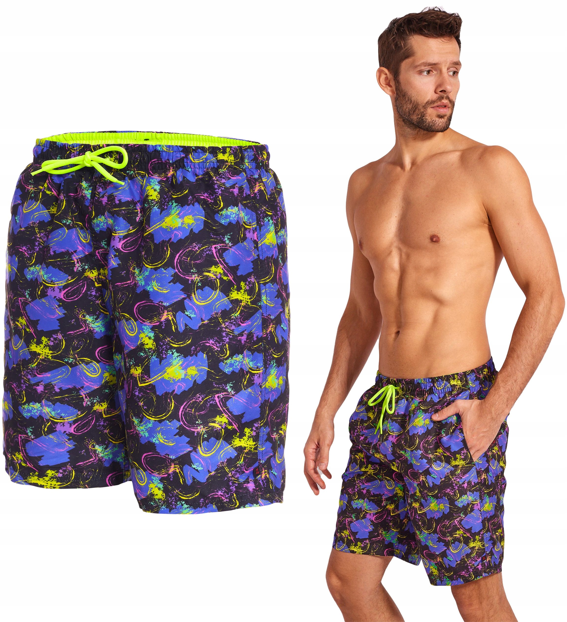 Szorty kąpielowe męskie spodenki plażowe kolorowe Polskie L Zagano