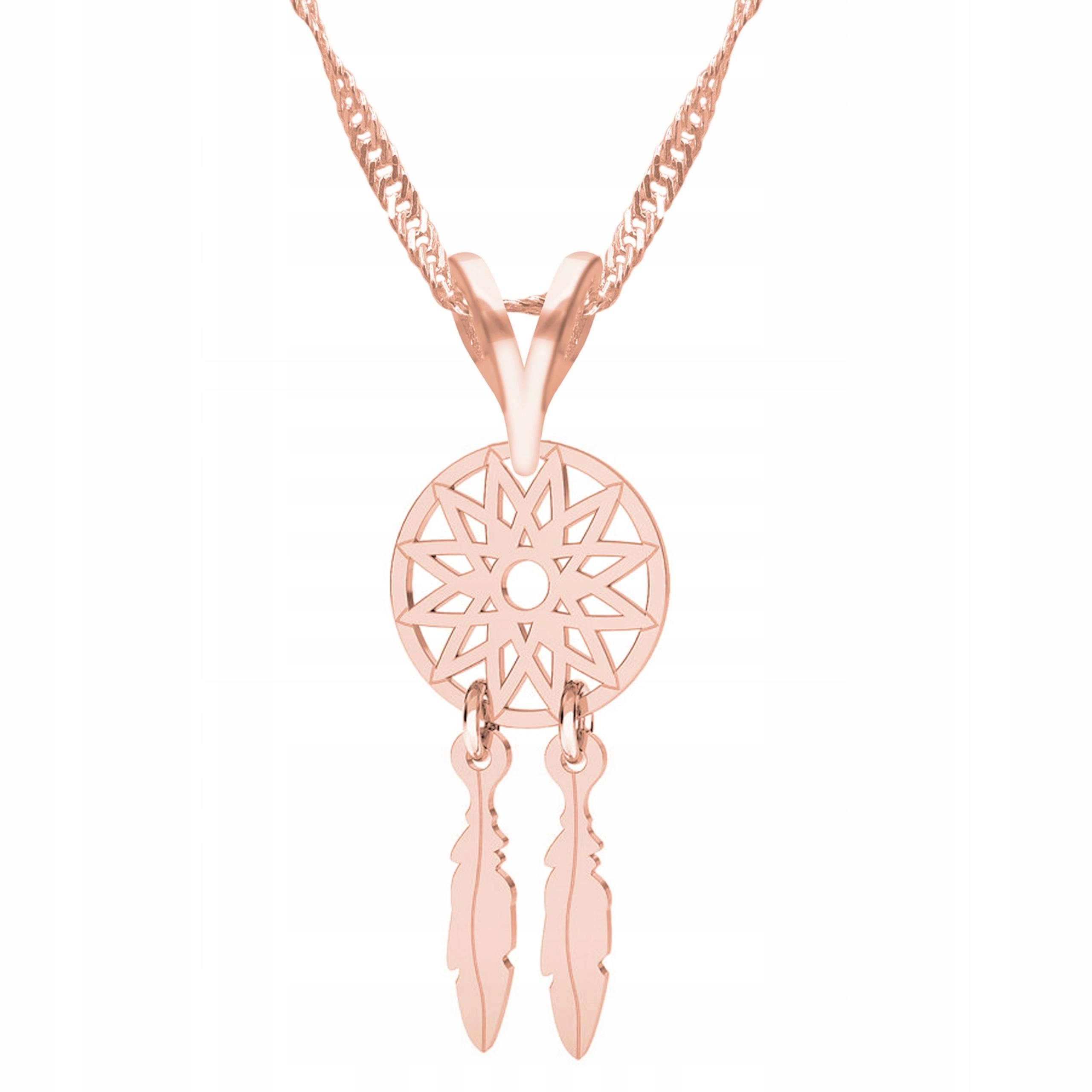 Pozlacený náhrdelník s lapačem Lapač Snů snů, peří Stříbro 925