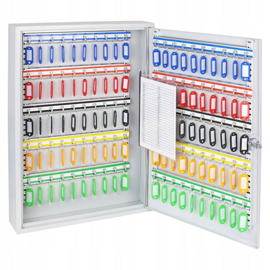 Skříňka Na Klíče 100 Háčků Nastavitelné Lišty S Háčky Světle Šedá