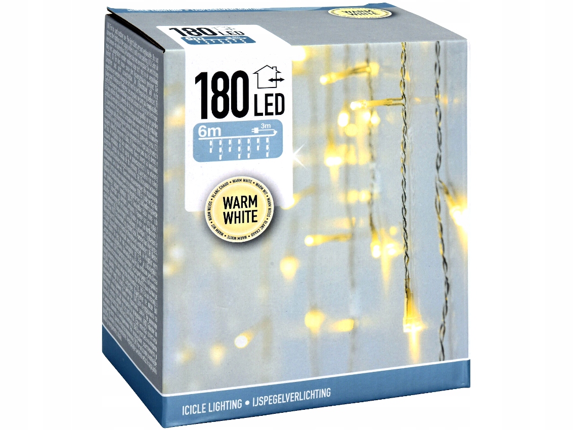

Zewnętrzna Girlanda Kurtyna 180 warm Led 230V 6m