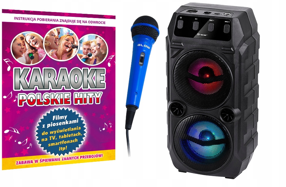 Zestaw GŁOŚNIK Bluetooth + Mikrofon + POLSKIE Karaoke