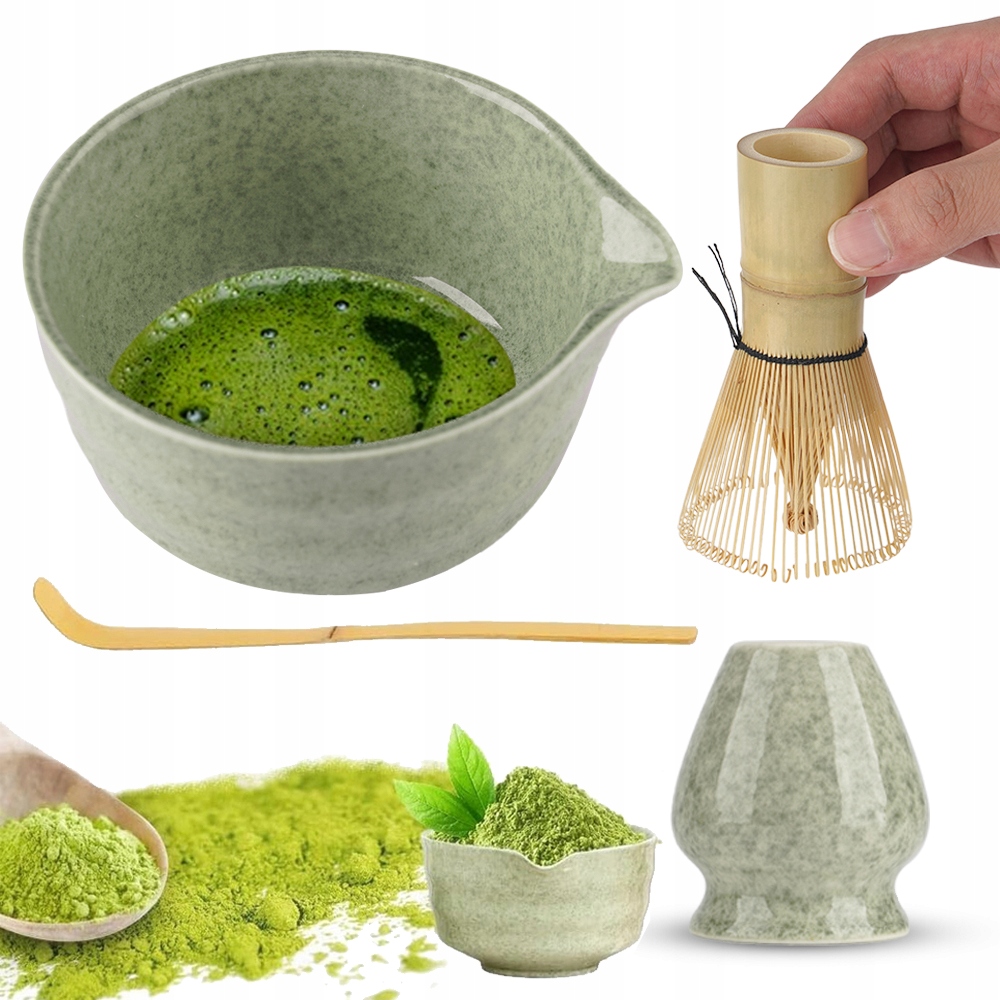 Levně Dárková Sada Čaje Matcha Šálek Metla Zelená Ideální Dárek