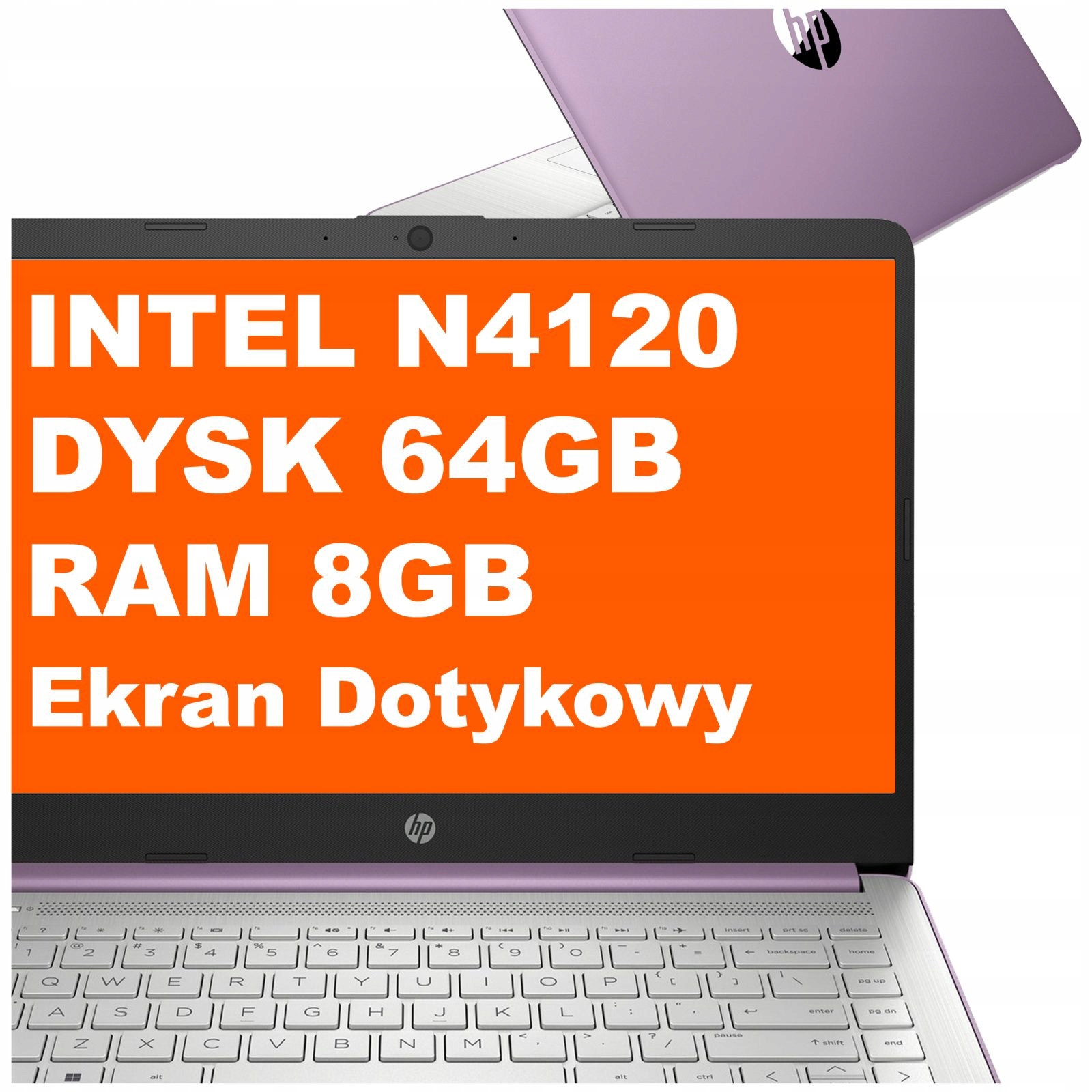 Laptop Hp 14-dq Intel N4120 8GB 64GB Intel Uhd 14"HD Dotyk Win 11 Fioletowy