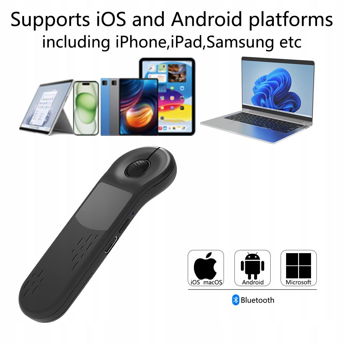 Pilot zdalnego sterowania z ekranem dotykowym, przewijanie i polubienia wideo, pilot do przewracania stron e-booków