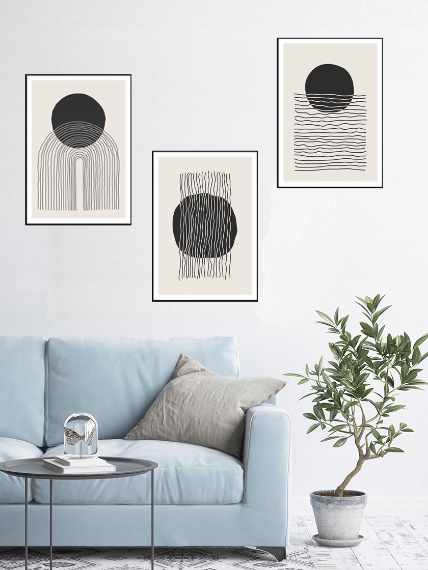 ZESTAW 3 A4 PLAKAT MODNY OBRAZ MINIMALIZM MODERN Wysokość produktu 30 cm