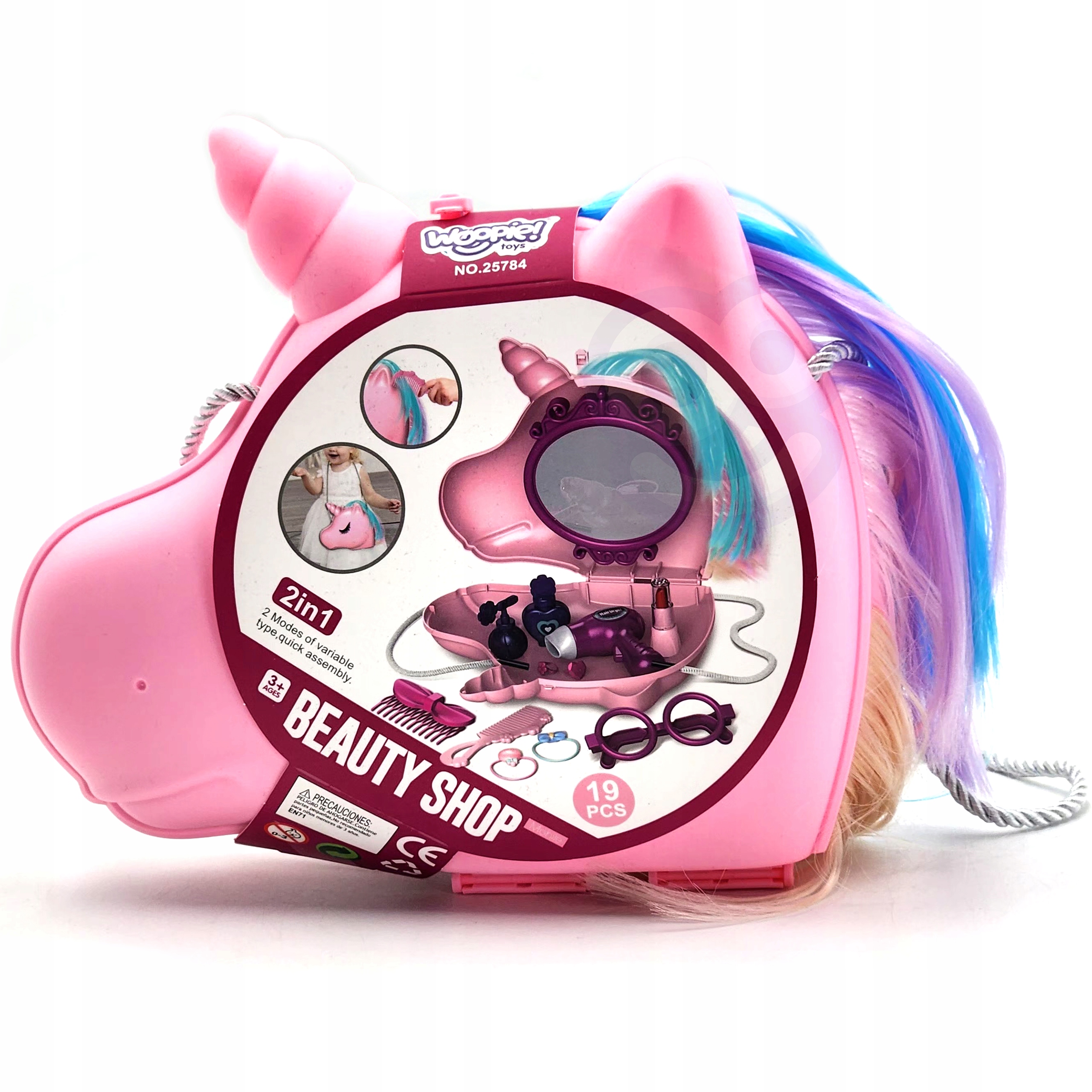 TOALETKA TOREBKA 2w1 JEDNOROŻEC RAINBOW SALON PIĘKNOŚCI AKCESORIA WOOPIE Seria Woopie