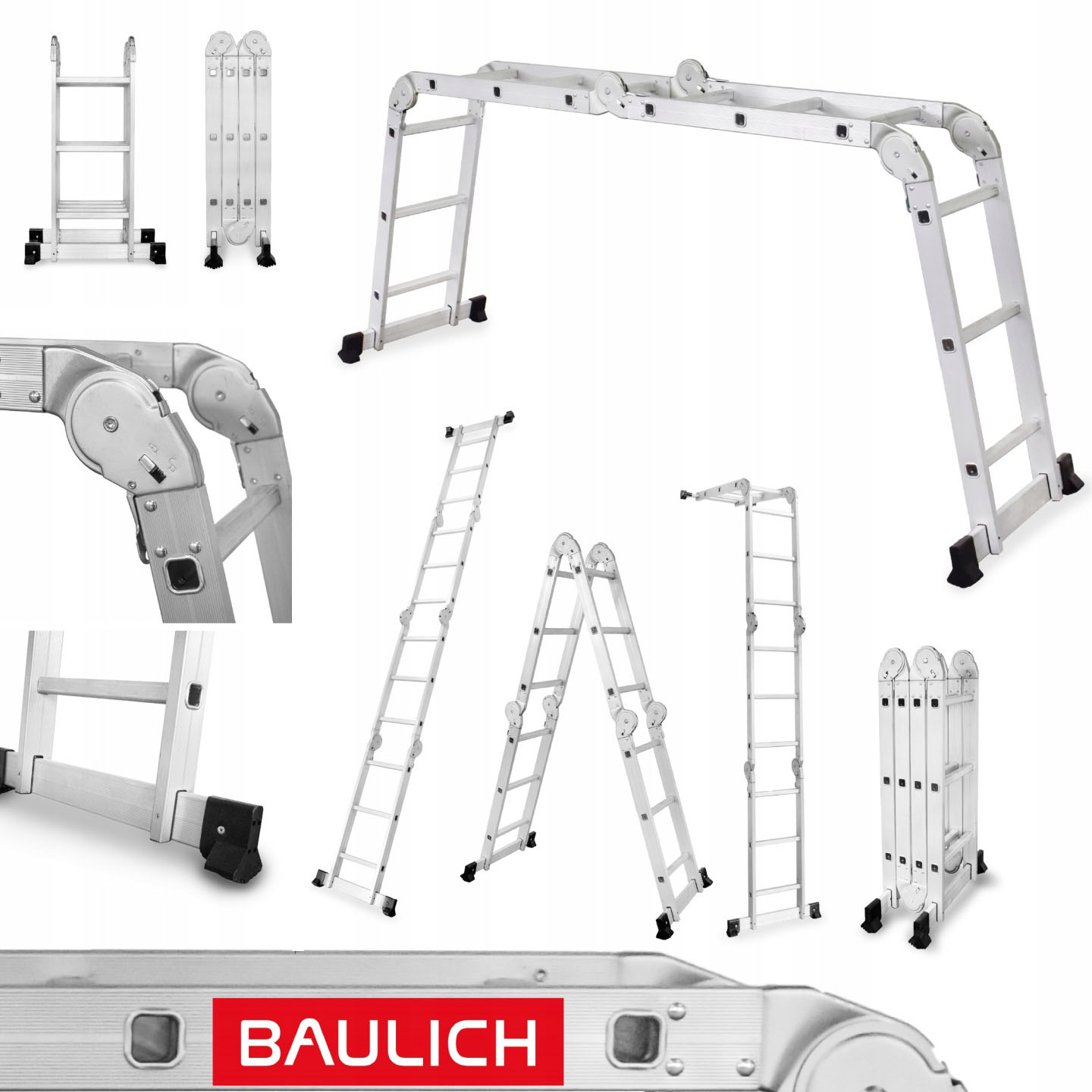 Skládací hliníkový Žebřík , kloubový, multifunkční, univerzální, 4x3