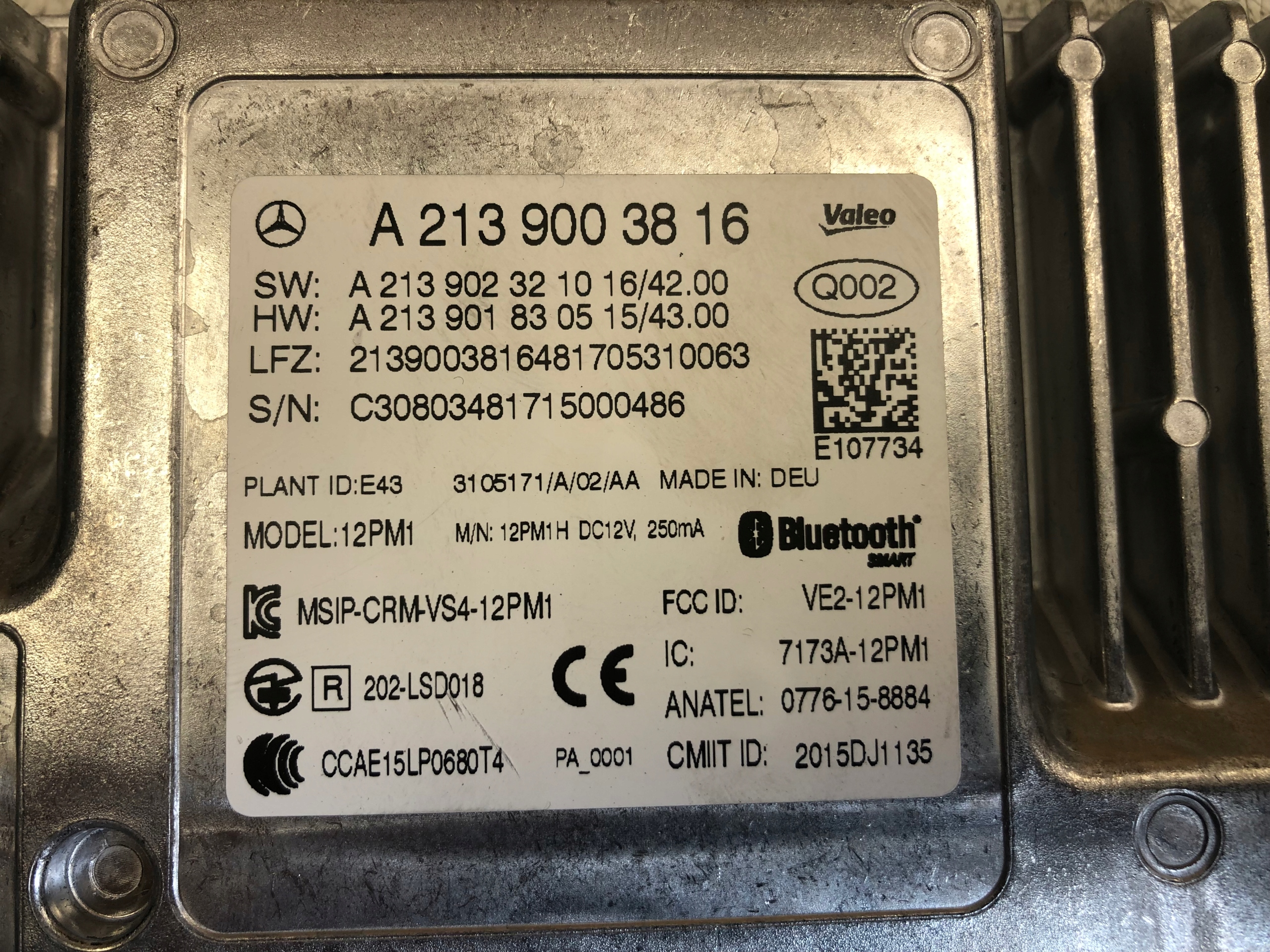 MERCEDES E W213 W238 module control unit KAMERY