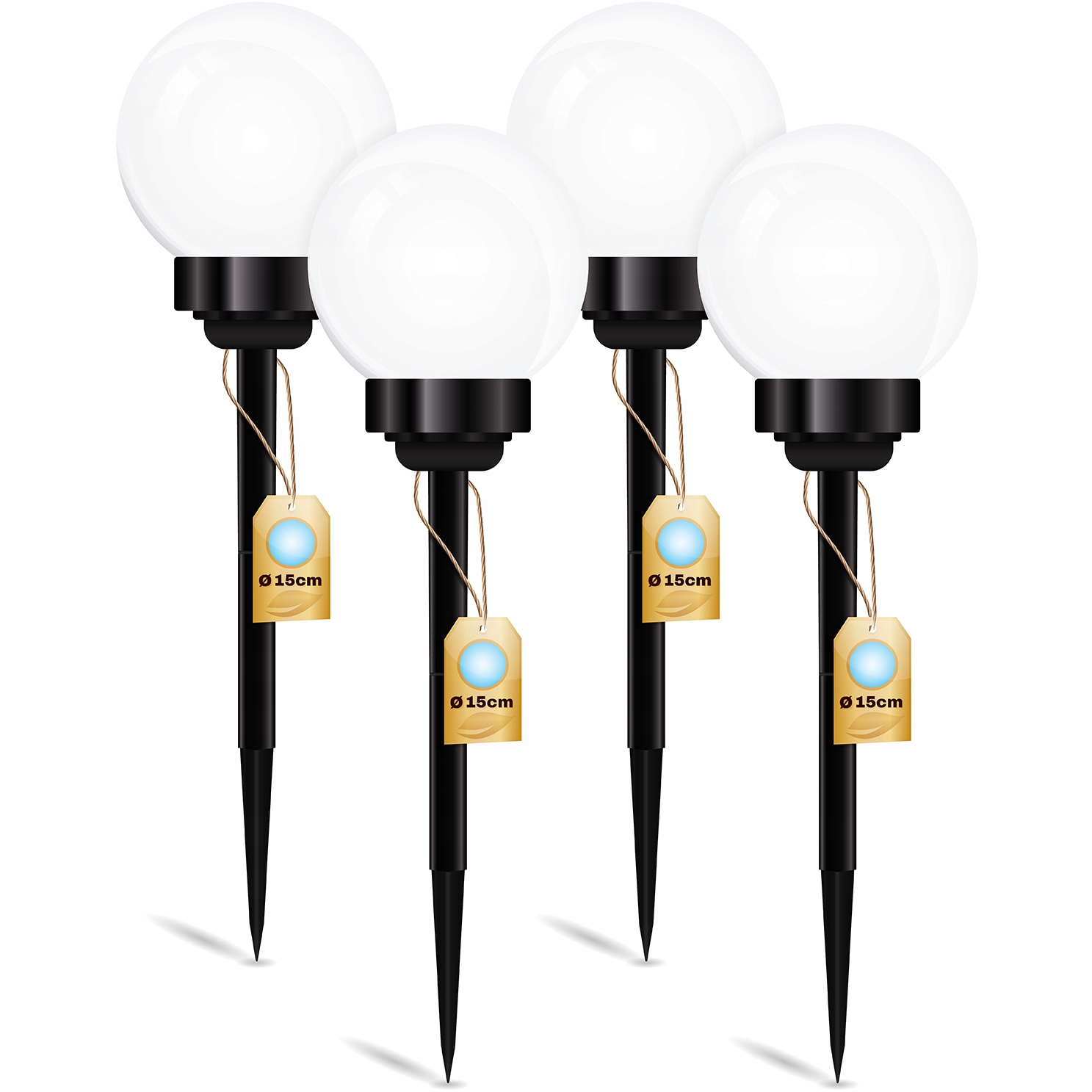 

4x Lampa Solarna Ogrodowa Kula Led 15CM Wbijana