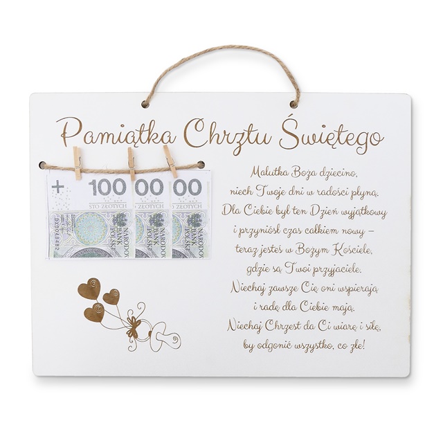 

Tabliczka z miejscem na pieniądze Chrzest Chrzicny