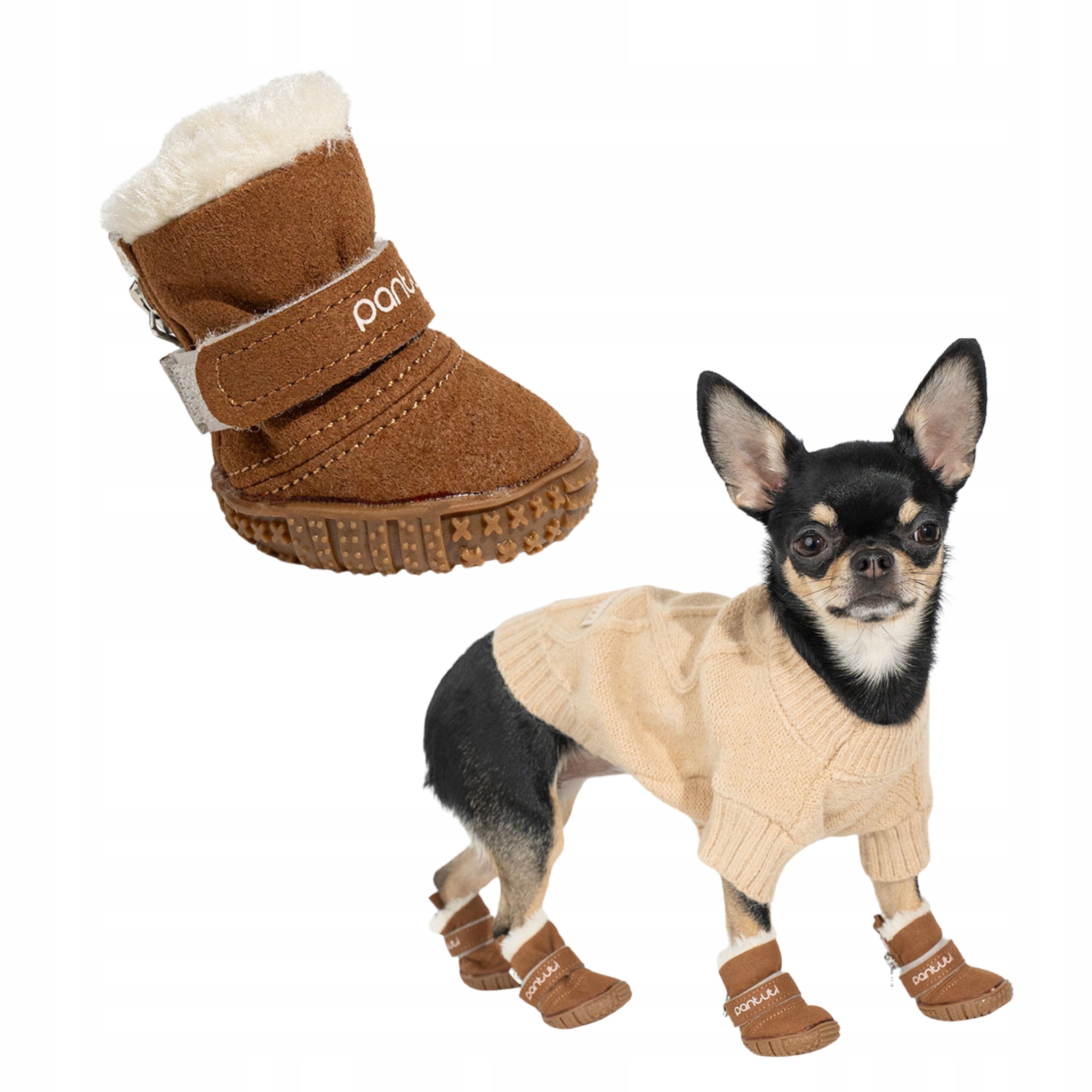 Levně Zateplené boty pro malého psa Tymon Hnědá S #40