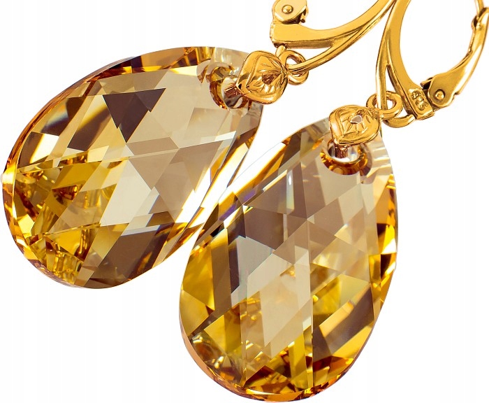 Krystaly Velké Náušnice Golden Zlaté Stříbro Arande