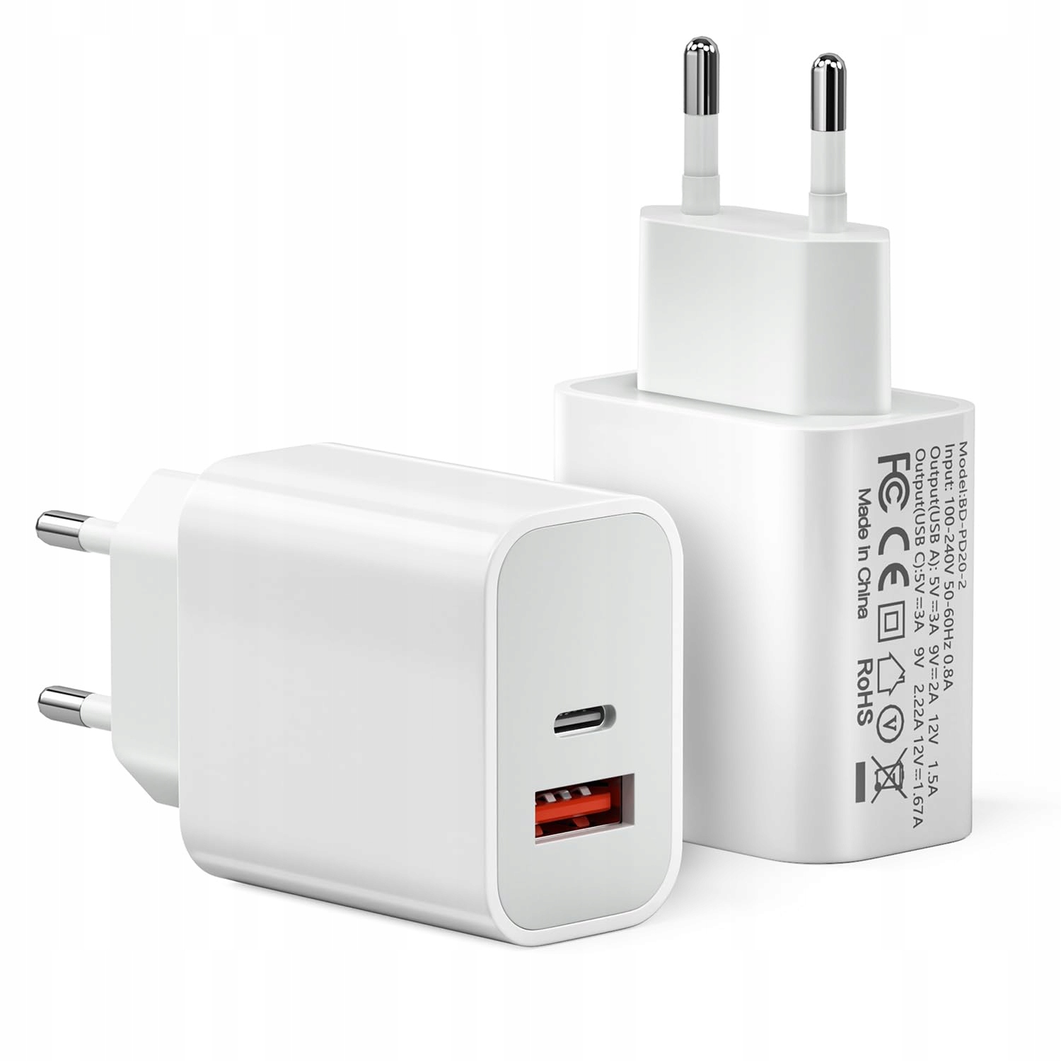 sccvee Zestaw 2 Ładowarek USB C 20W 2-Port Szybkie Ładowanie PD3.0 — miniatura 8