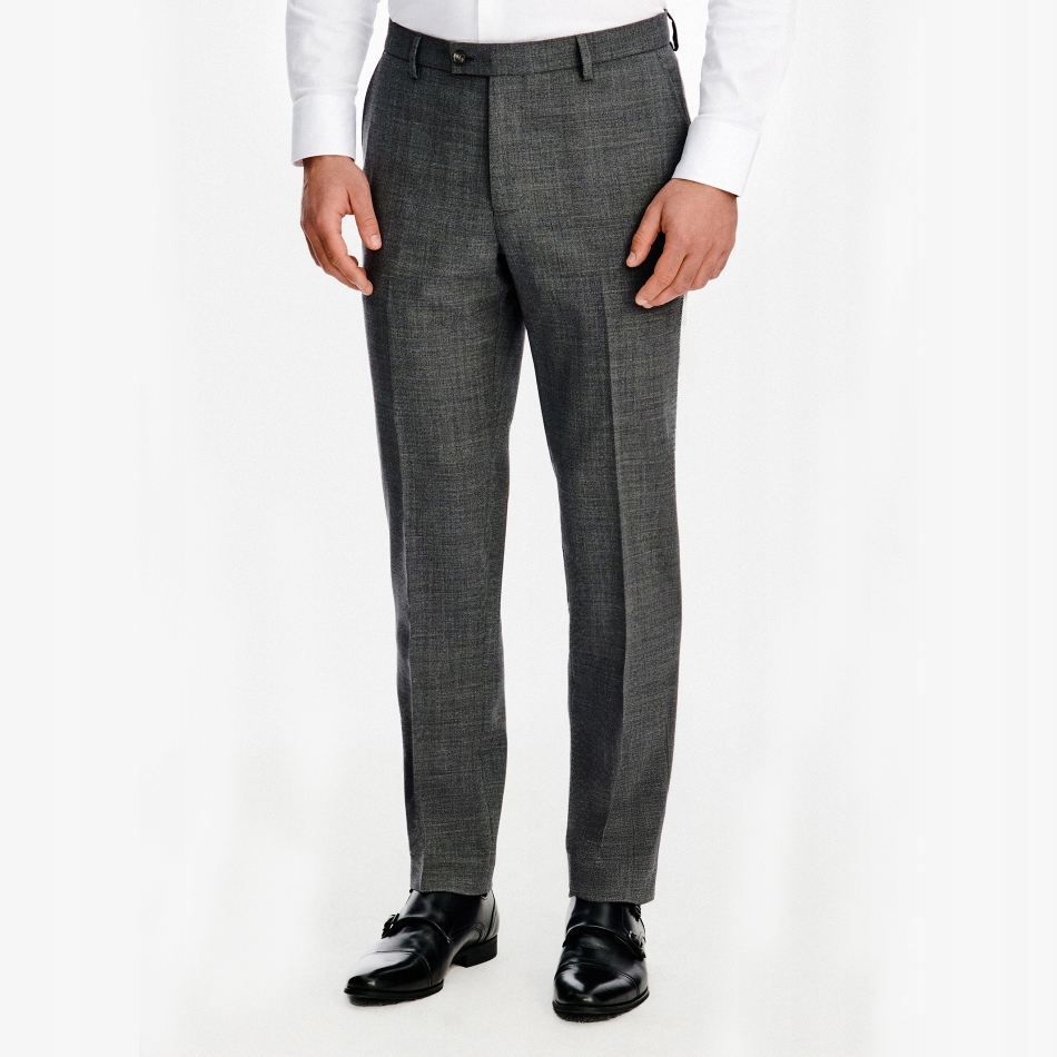 Šedé oblekové kalhoty 100% vlna Slim Fit Pako Lorente vel