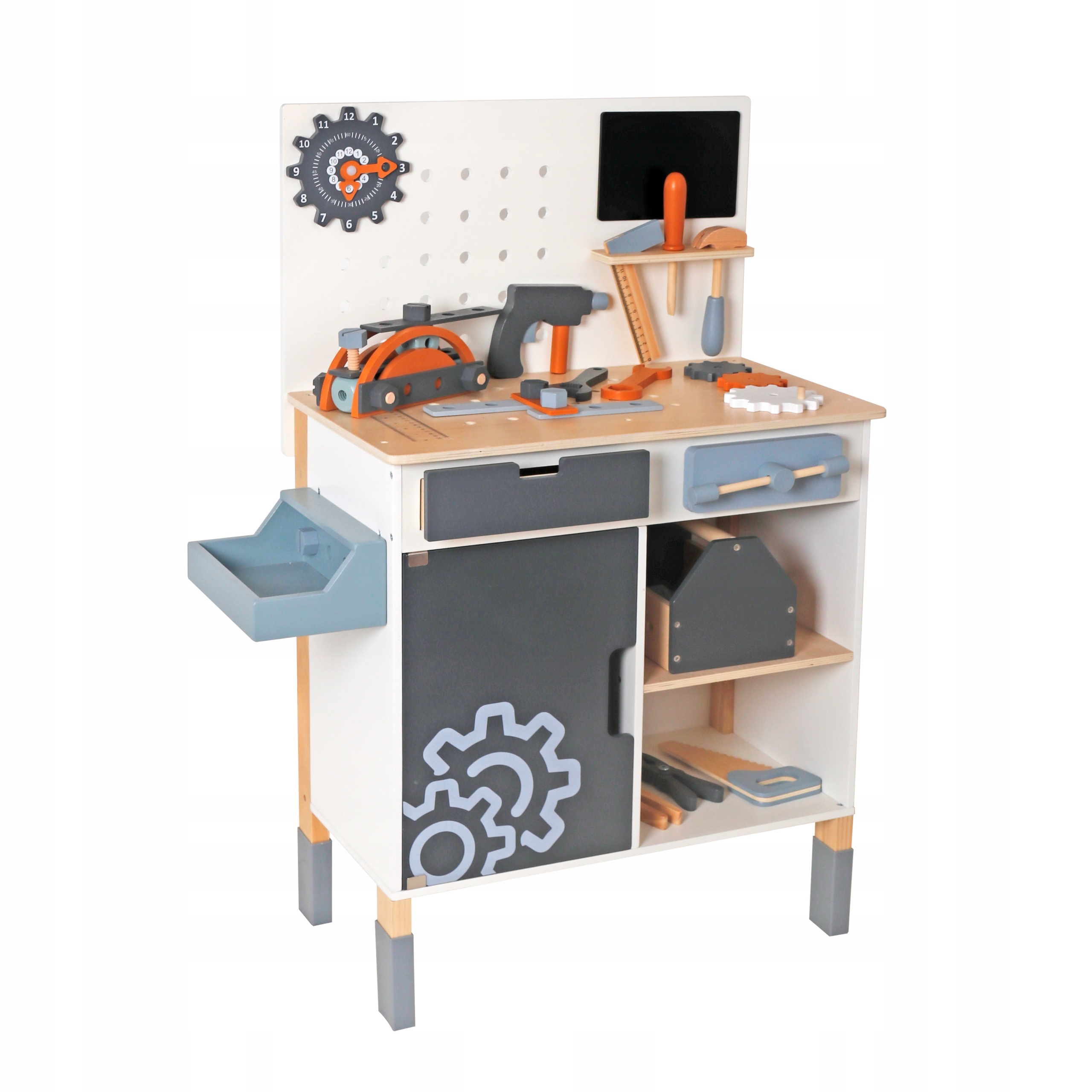 Stolik drewniany warsztat majsterkowicza z narzędziami, skrzynką, tabliczką EAN (GTIN) 5906203222056