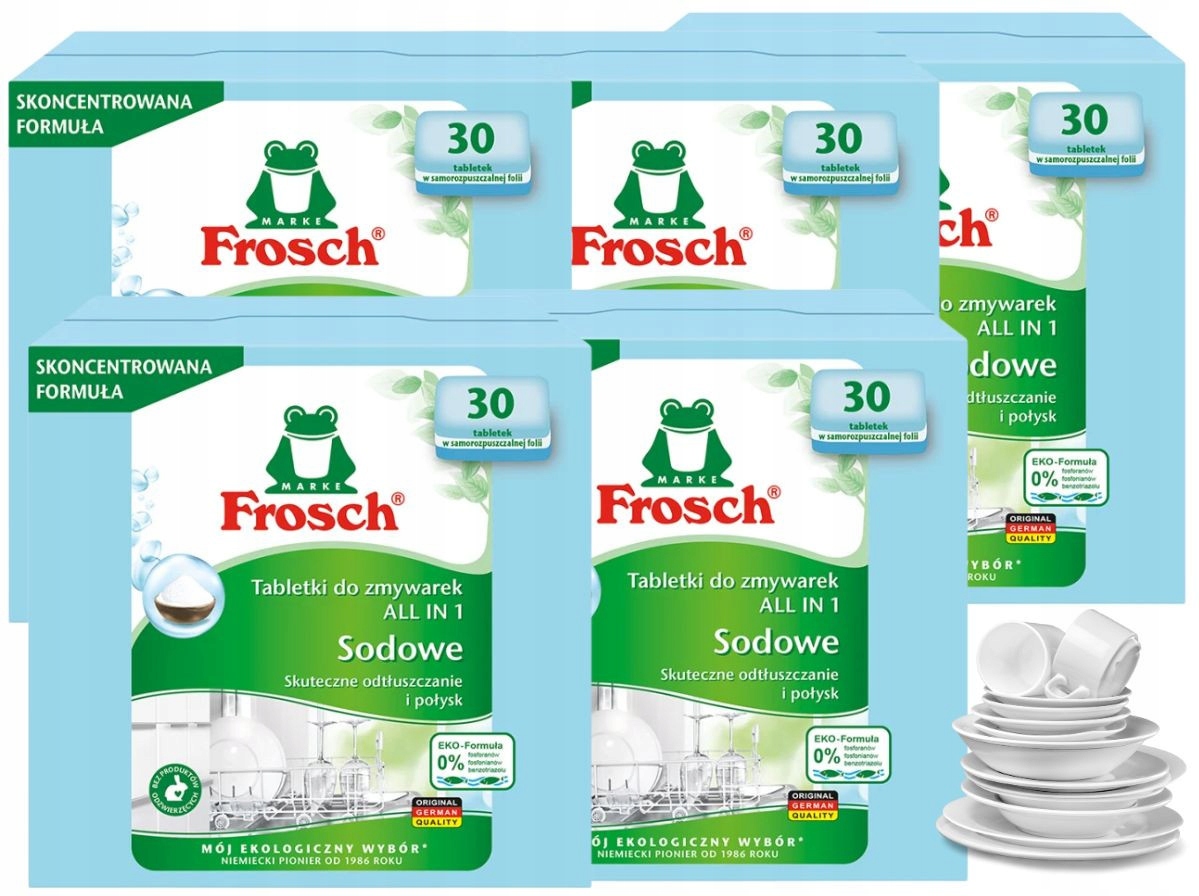 Levně Frosch Ekologické tablety do myčky ALLin1 Se Sodou German 5x30 ks