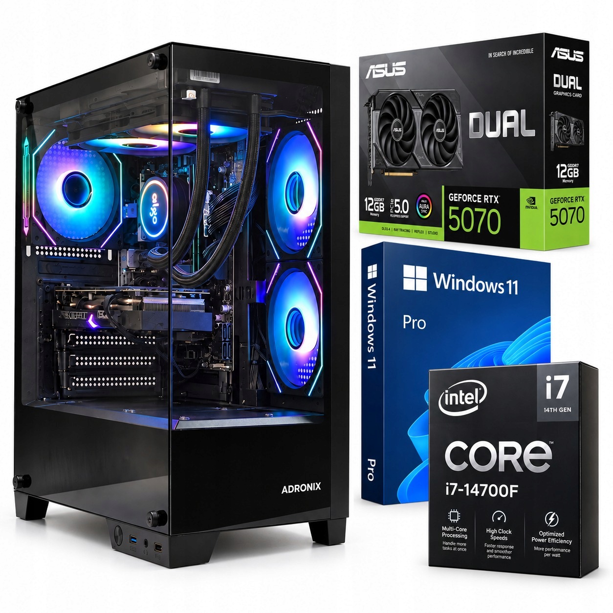 Počítač Adronix ECLIPSE|i7 14700F|RTX 5070 12GB|64GB|2TB|W11 Argb