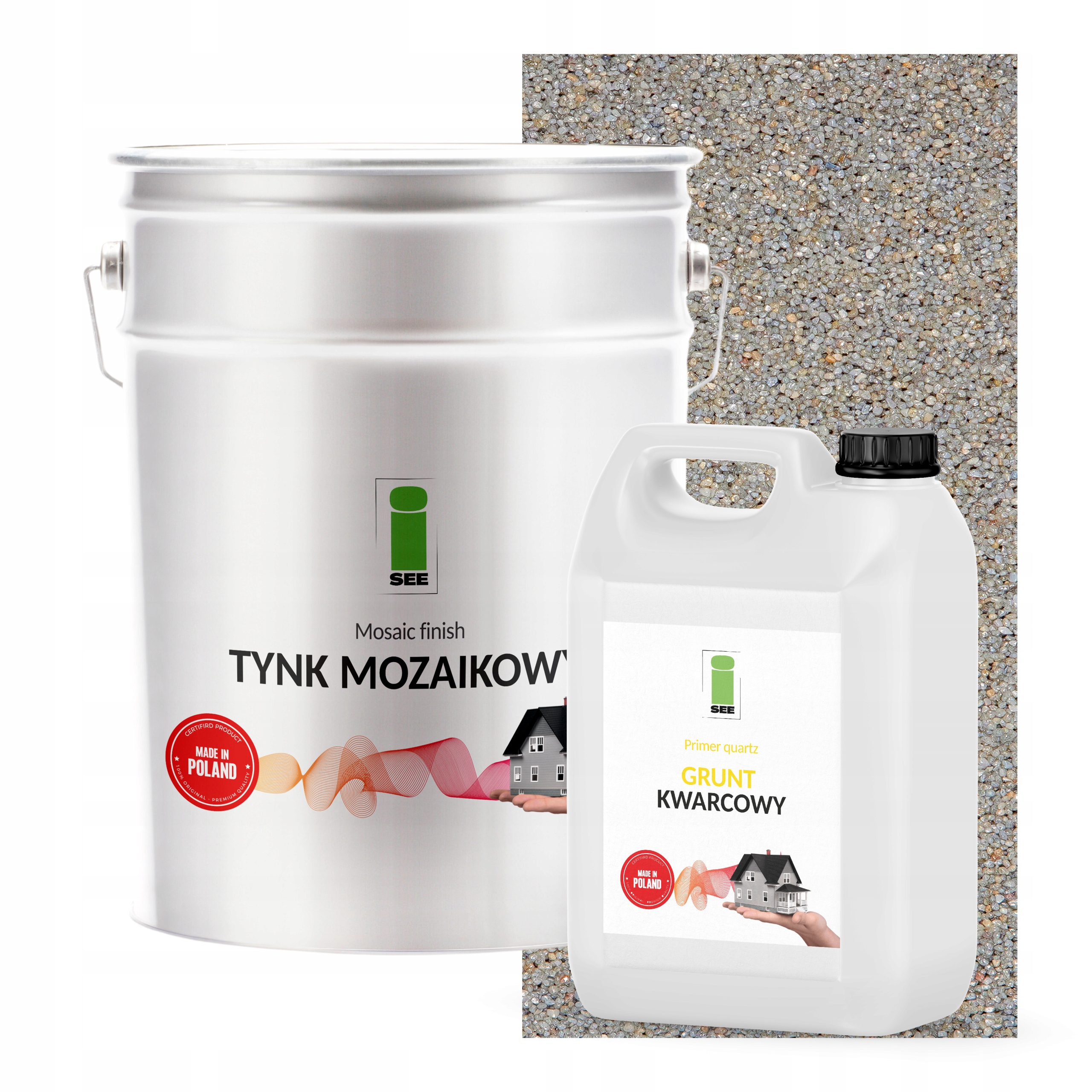 Mozaiková Omietka Šedá Teplá 25Kg Základný Náter V Farbe Sada Na 6,6 m2