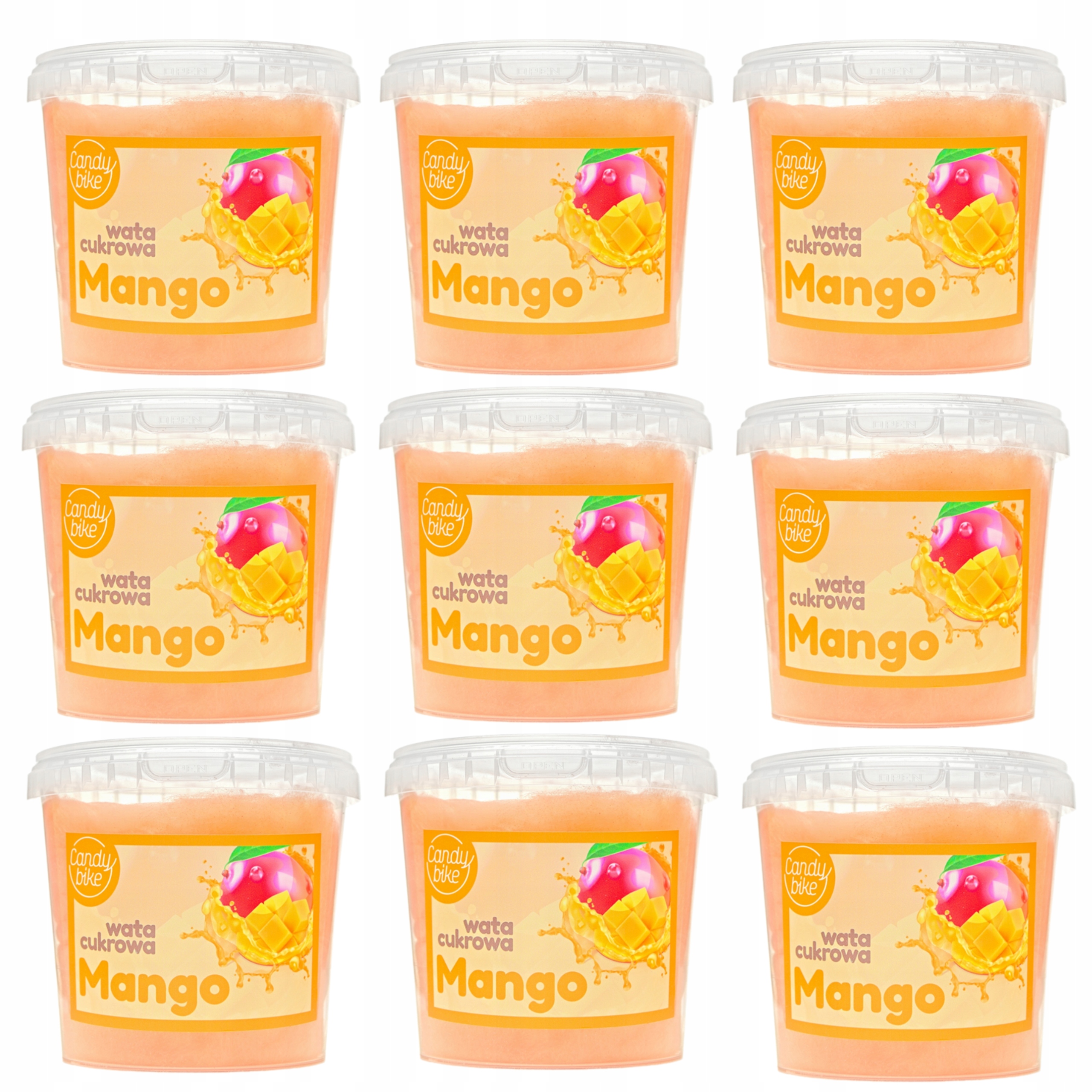 Levně Cukrová vata 1l Mango sada 9 Kusů Dárek bonbóny Fluffy Sweet
