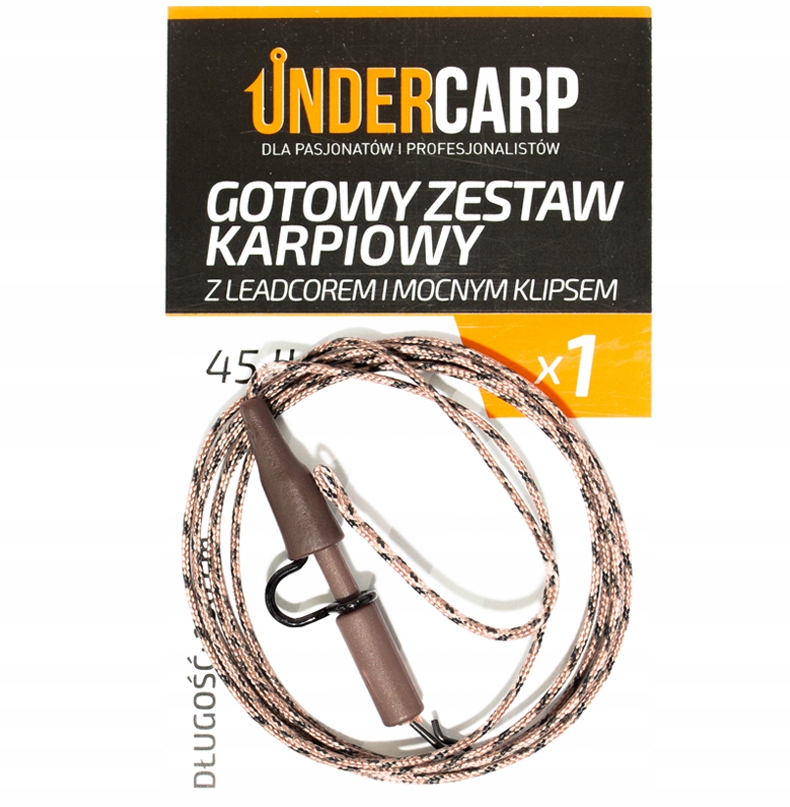 Undercarp Gotowy Zestaw Karpiowy Z Mocnym Klipsem 45 Lbs 100 CM Brązowy