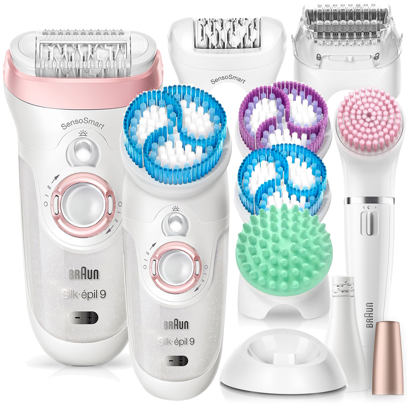 2x Depilátor Braun Silk-epil 9 Sensosmart+ Na Obličej Spa Face Holicí Strojek