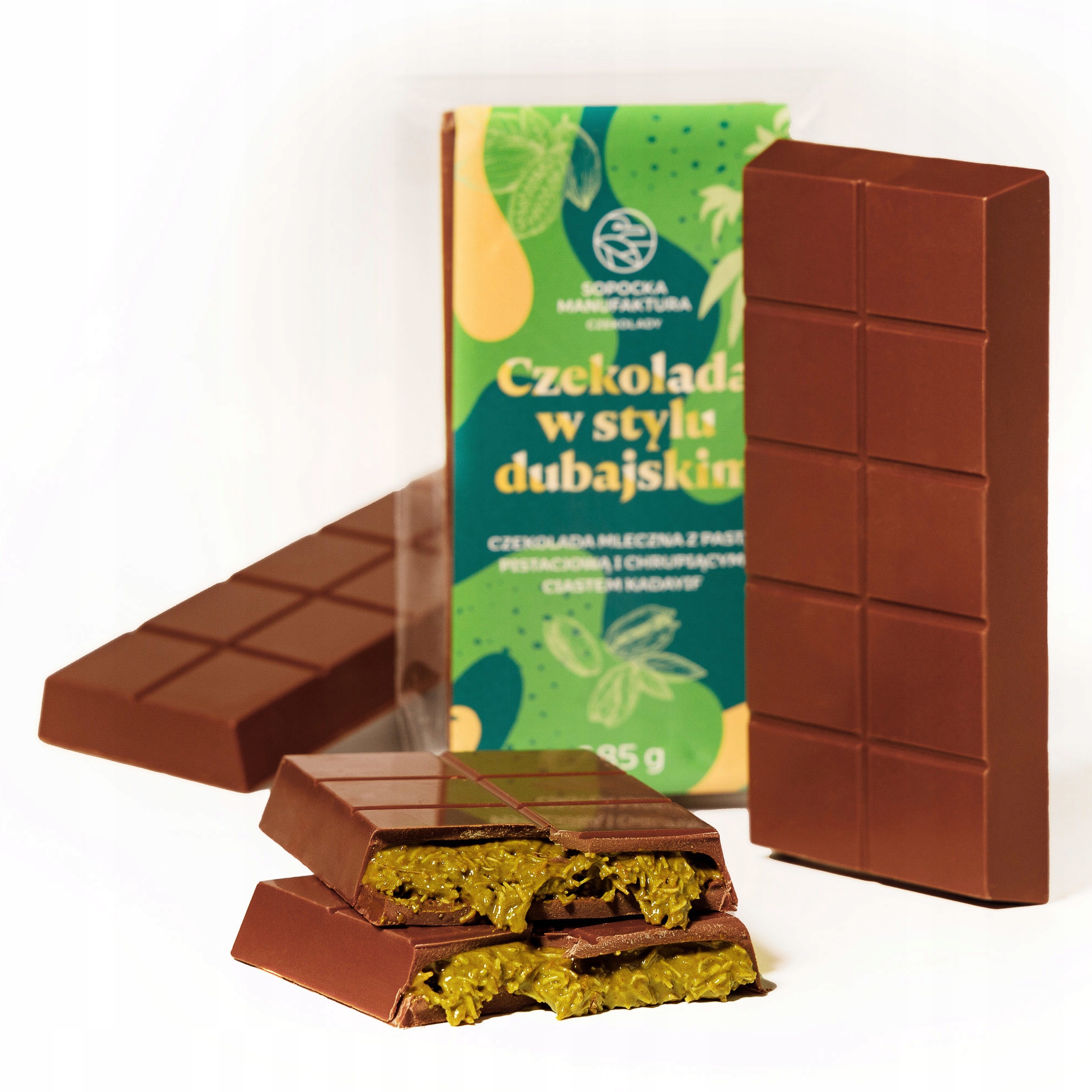 Levně Čokoláda Dubajská pistáciová Sopocka Manufaktura ručně vyráběná, 185 g