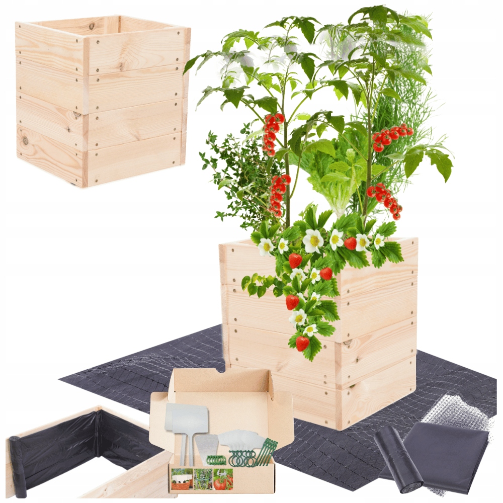 Dřevěný květináč zeleninová zahrada záhon s vyvýšenou truhlou pařeniště 36x30x30