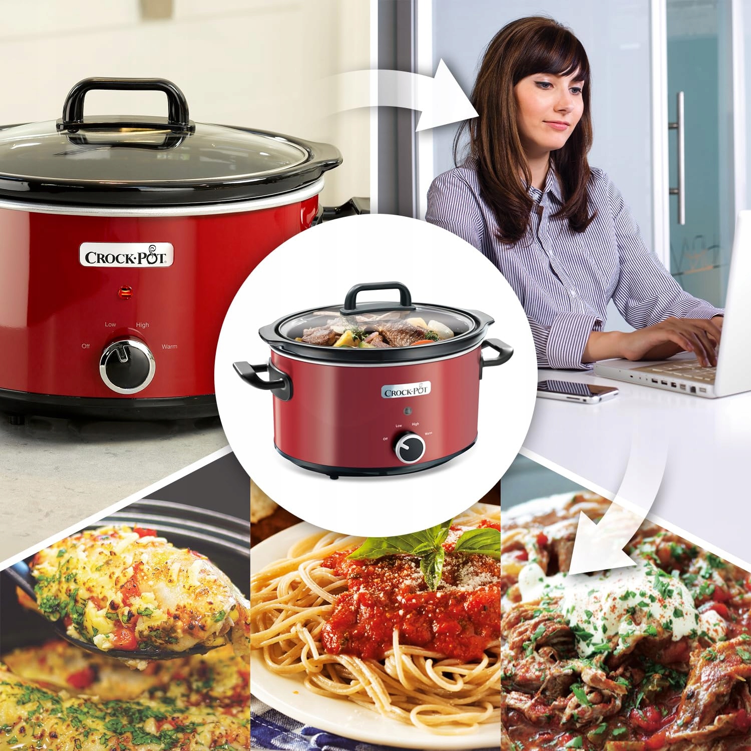 CROCK-POT Wolnowar 3,5L 2 Ustawienia Temperatury Czerwony — miniatura 6