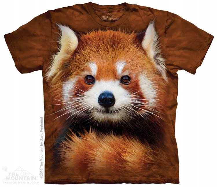 Pánské batikované triko The Mountain Red Panda Portrait hnědé XXL