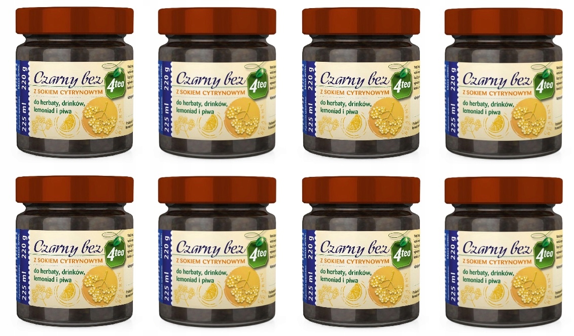 8x 225ml 4TEA Czarny bez z sokiem cytrynowym Karton