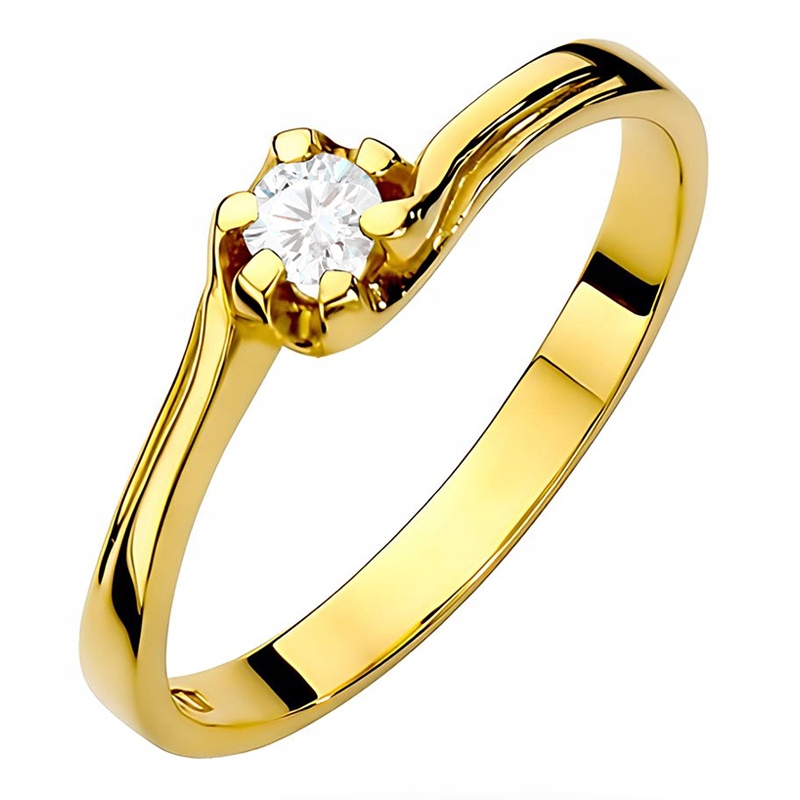 Zlatý Prstýnek s Briliantem 0,10 ct Kroucený 585