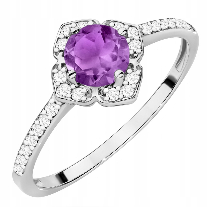 Zlatý Prstýnek pr. 585 14k s brilianty a ametystem 0,50ct