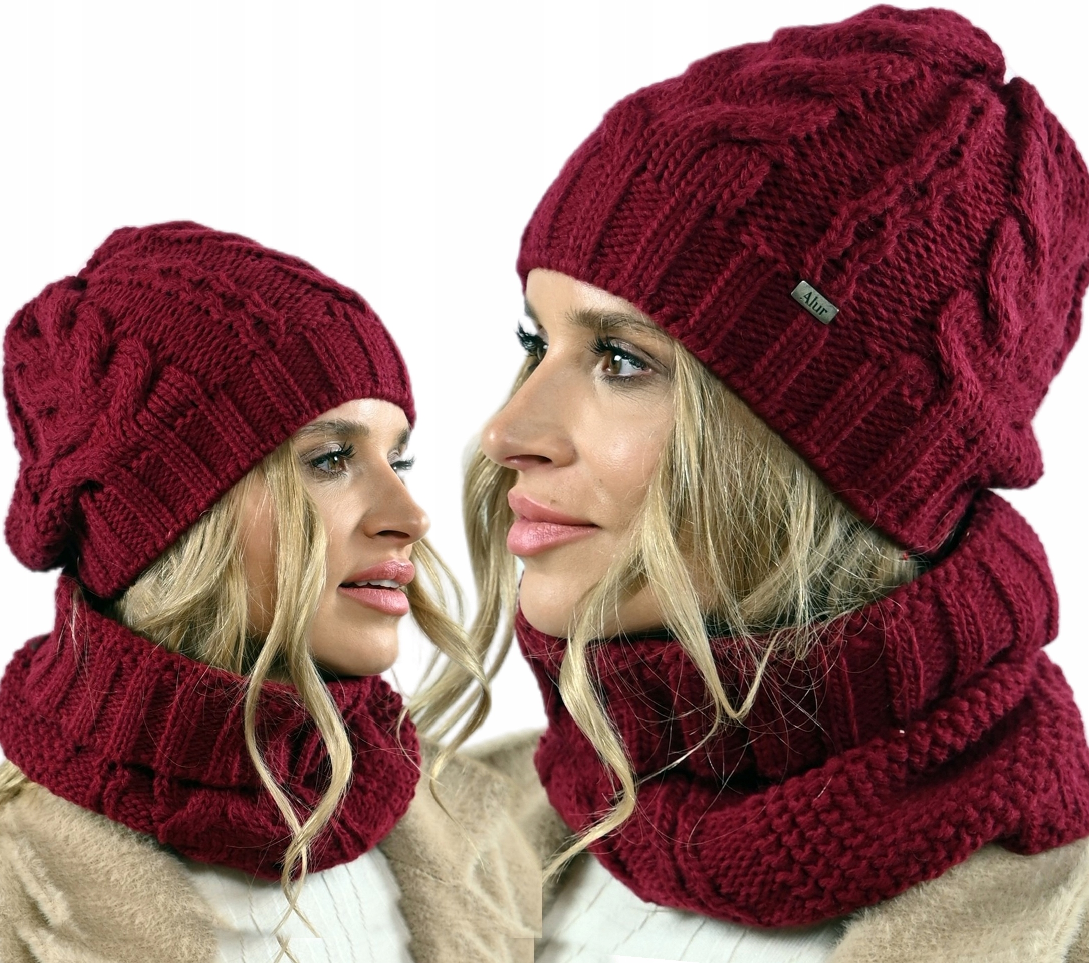 Dámský zimní komplet Čepice Šmoulinka Nákrčník Tuba Vysoká kvalita Bordo A10