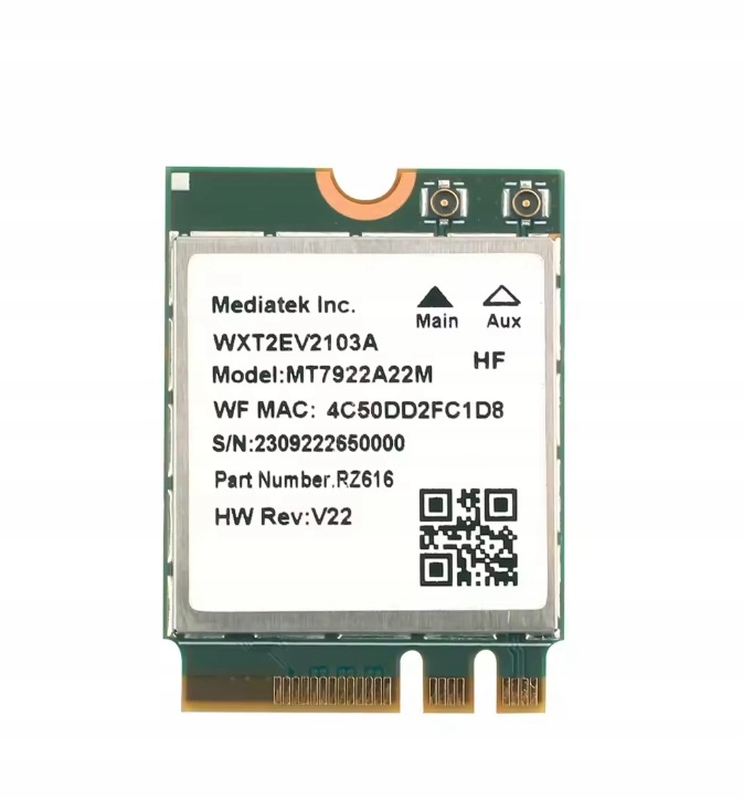 Síťová karta MediaTek WiFi 6E MT7922 5374Mb Bt 5.2 2.4G/5G/6Ghz 802.11AX