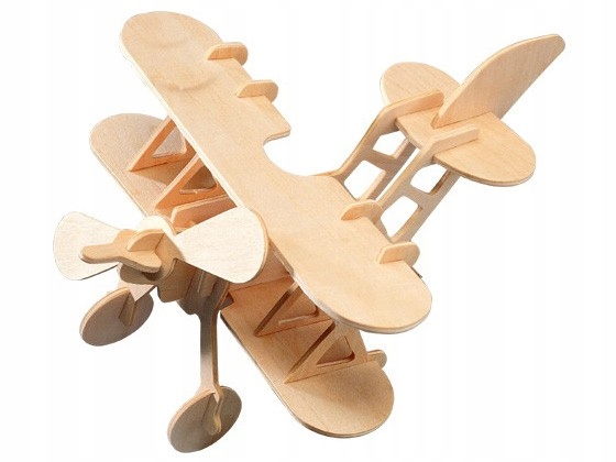 Samolot dwupłatowiec składanka drewniana P002