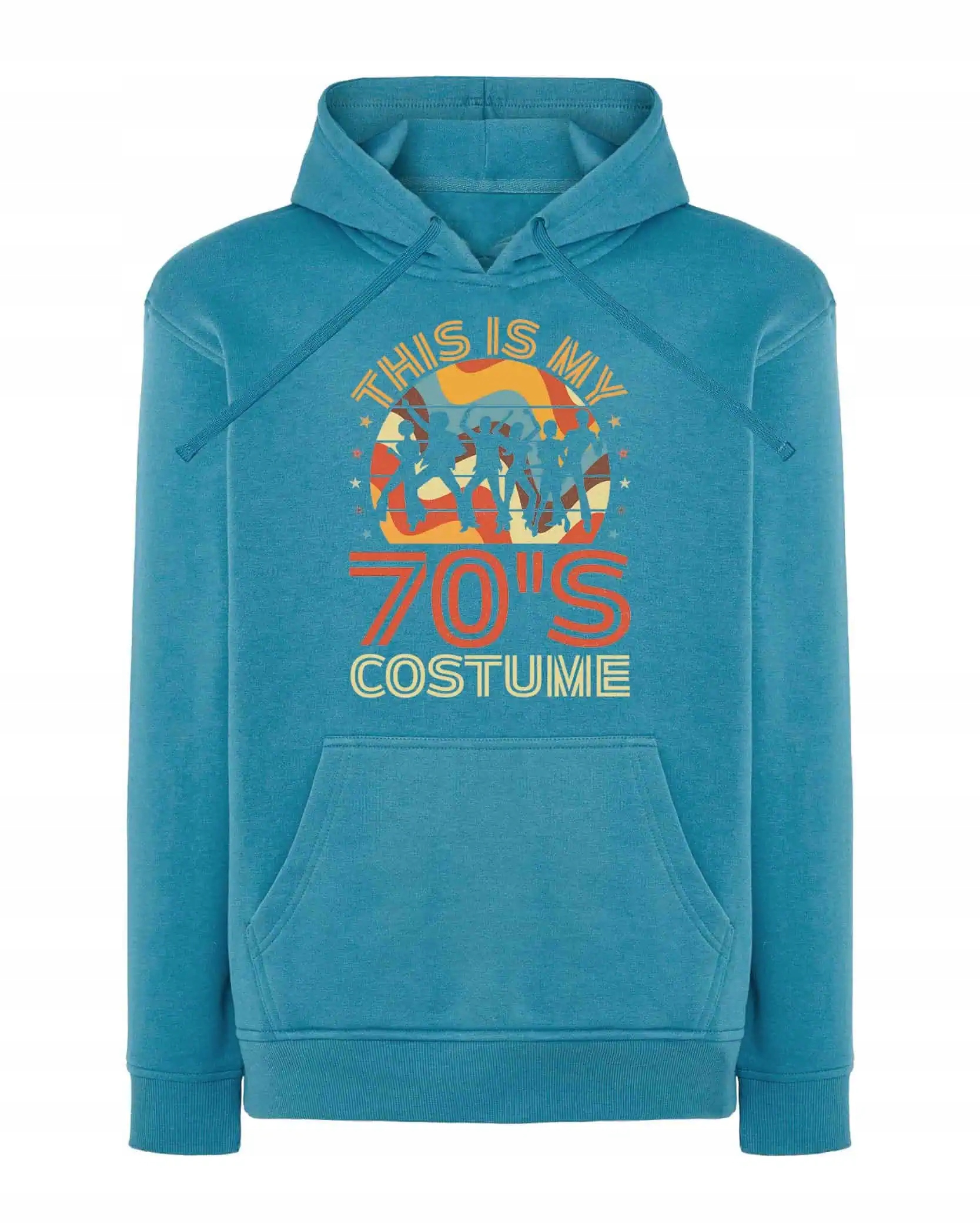 Mikina s kapucí Párty 70. léta Vintage Tanec Světle modrá L