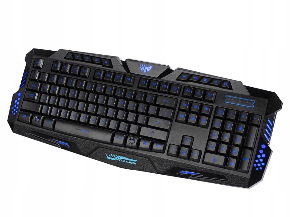 KLAWIATURA GAMINGOWA USB DLA GRACZY PODŚWIETLANA Kolor czarny