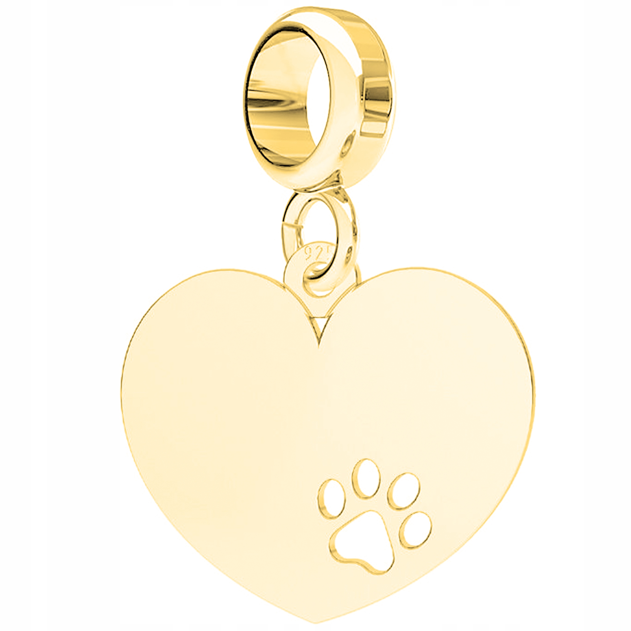 Charms Zlatá psí tlapka Srdce Srdíčko Plech se srdcem Srdce Stříbro 925