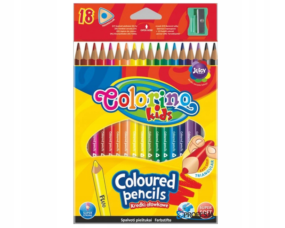 KREDKI OŁÓWKOWE TRÓJKĄTNE COLORINO 18 KOLORÓW Stan opakowania oryginalne
