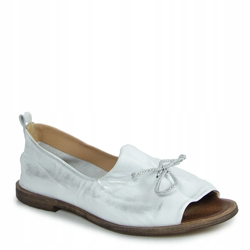 Nicole 2660 Stříbrné Bílé Kožené Sandály 39