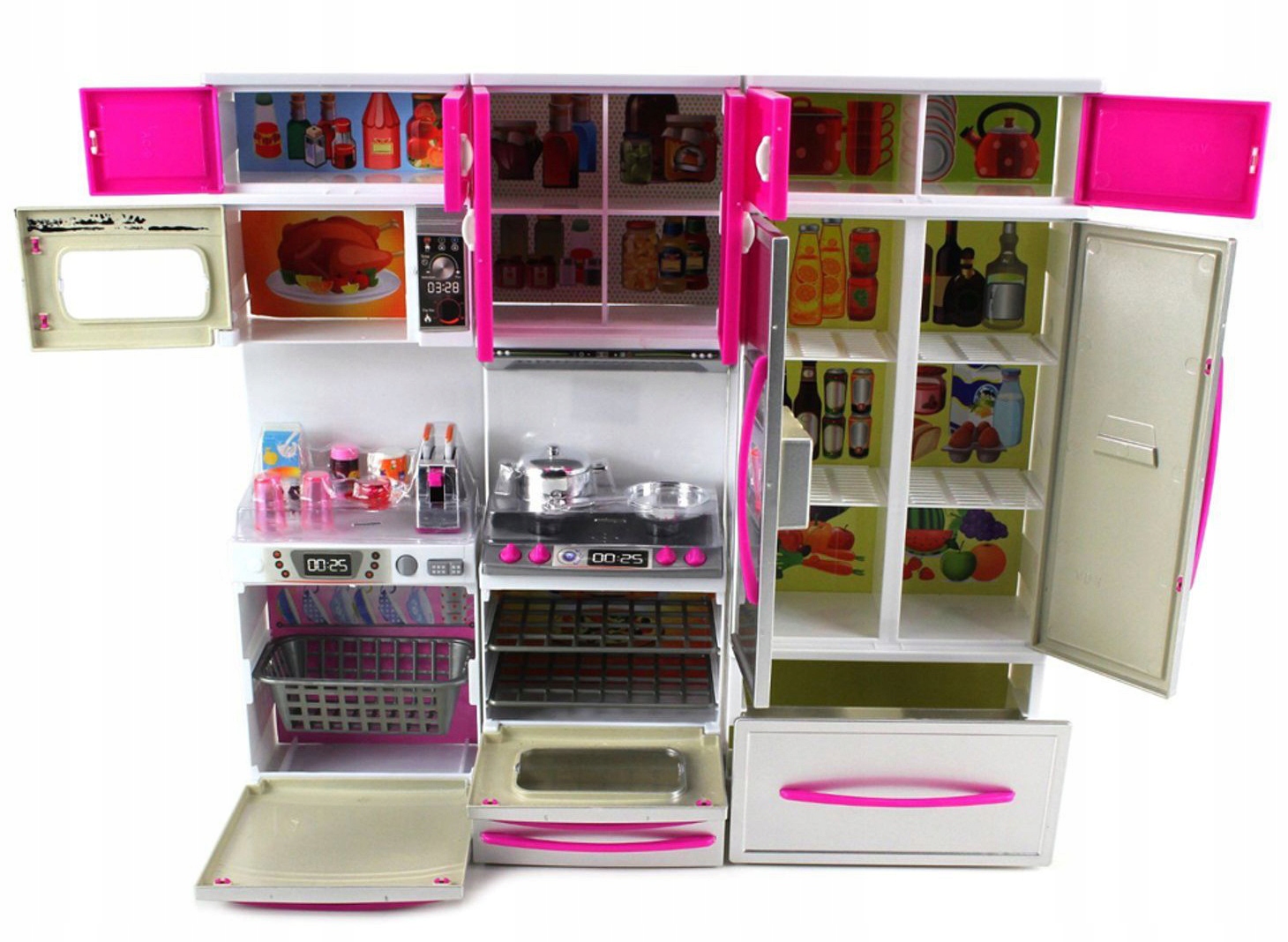 KUCHNIA DLA LALEK ZESTAW MEBLE PIEKARNIK LODÓWKA Marka Doris