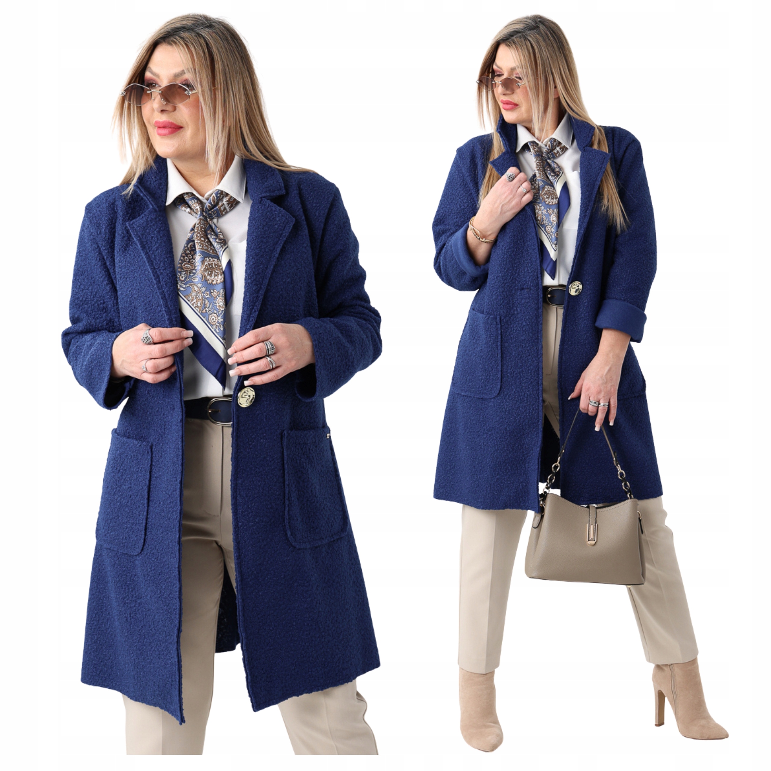 Płaszcz bukla damski przejściowy Polski Producent duże rozmiary