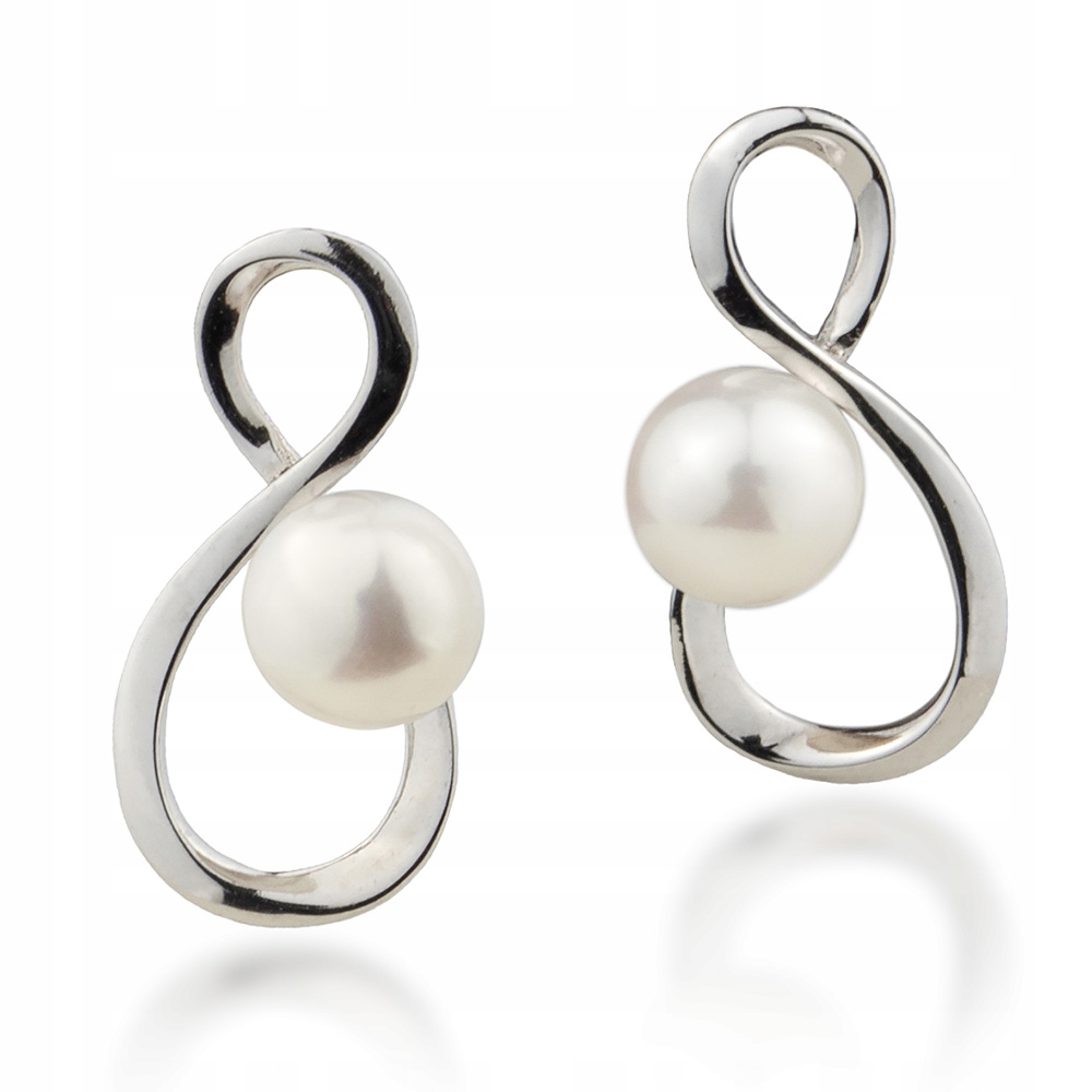 Stříbrné Náušnice S Osmičkami A Pravými Perlami