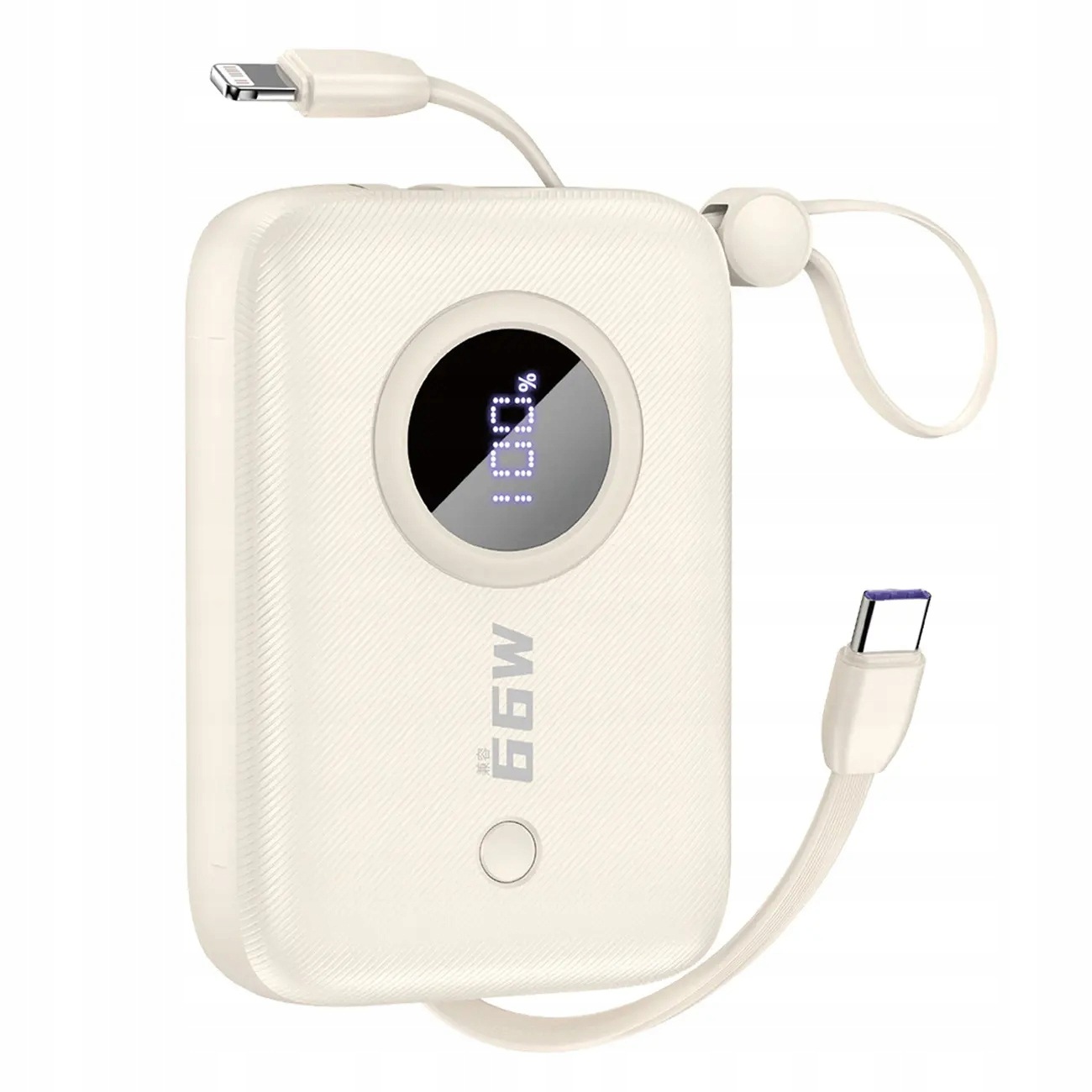 Powerbank Dudao K14 10000mAh z kablami Usb- C Lightning beżowy Dudao