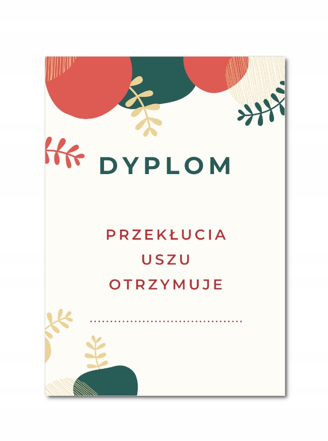 

Dyplom przekłucia uszu A4 papier satynowy