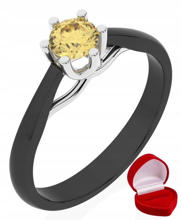 Zlatý Prstýnek 585 14k Safír 0,30 ct Černé Zlato R22