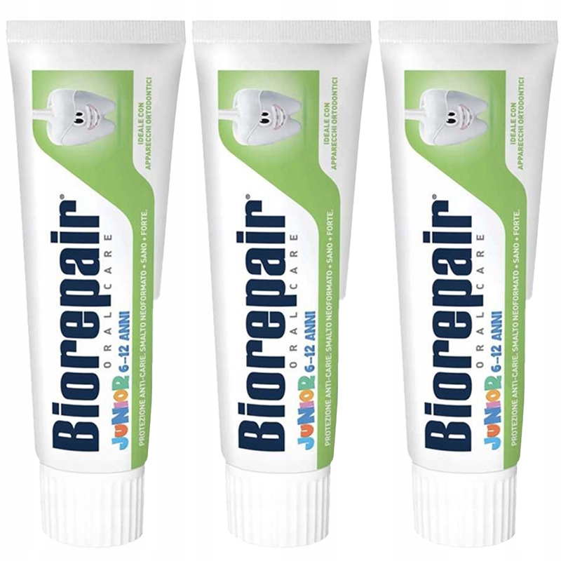 3x Pasta do zębów Biorepair Junior 6-12 lat smak delikatnej mięty 75 ml