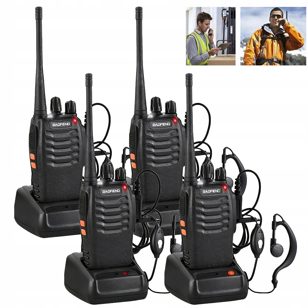 4x Krótkofalówka Baofeng BF-888S 4x Słuchawki